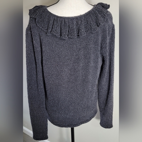Dana Buchman Silk Blend Sweater Ruffled V-neckline Large - Picture 3 of 5